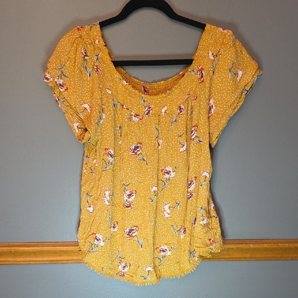 Xhilaration Yellow Floral Blouse - Picture 1 of 3